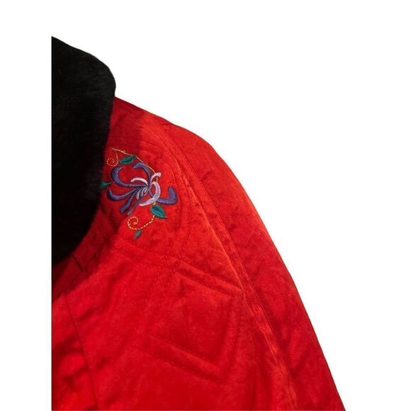 FERA Vintage Women’s Ski Jacket Cherry red faux fur Sz.6 - Picture 7 of 8